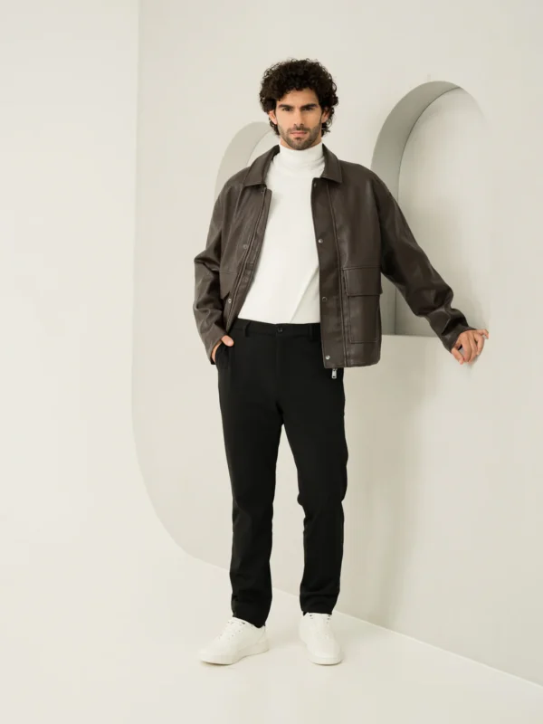 Lucaso Deep Black Slim Fit Power Stretch Pants - Image 2