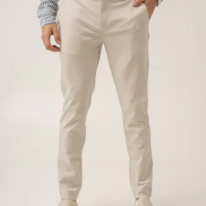 Lucaso Soft Cream Slim Fit Power Stretch Pants