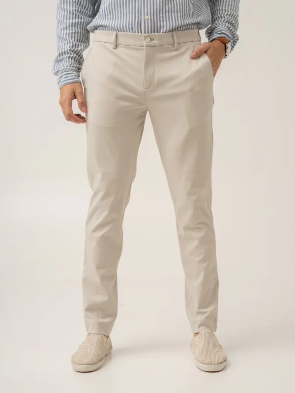 Lucaso Soft Cream Slim Fit Power Stretch Pants