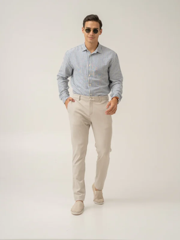 Lucaso Soft Cream Slim Fit Power Stretch Pants - Image 2