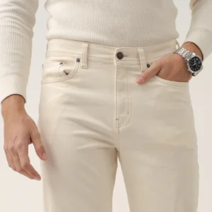 Lucaso Ecru Beige Relaxed Fit Jeans