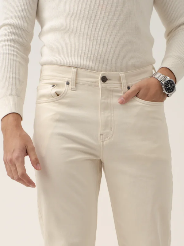 Lucaso Ecru Beige Relaxed Fit Jeans