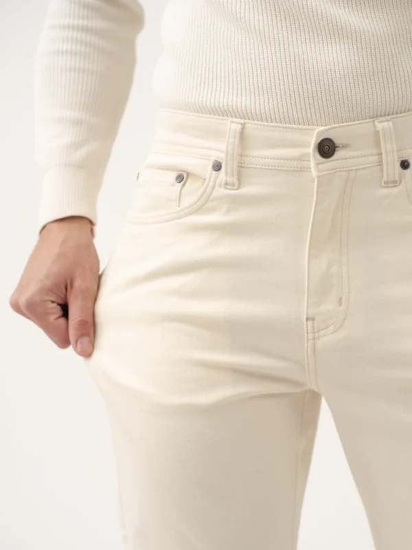 Lucaso Ecru Beige Relaxed Fit Jeans - Image 2