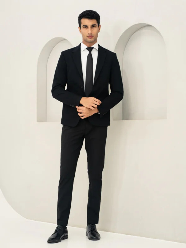 Lucaso Everyday Black Slim Fit Stretch Formal Pants - Image 2