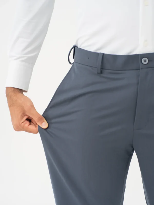 Lucaso Thunder Grey Water Repellent Relaxed Fit Stretch Formal Pant - Image 2