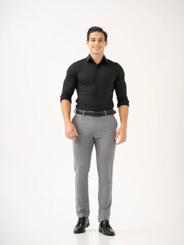 Lucaso Effortless Grey Slim Fit Stretch Formal Pants - Image 2