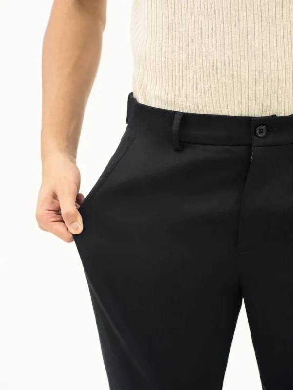 Lucaso Stormguard Black Water Repellent Slim Fit Stretch Chinos - Image 2
